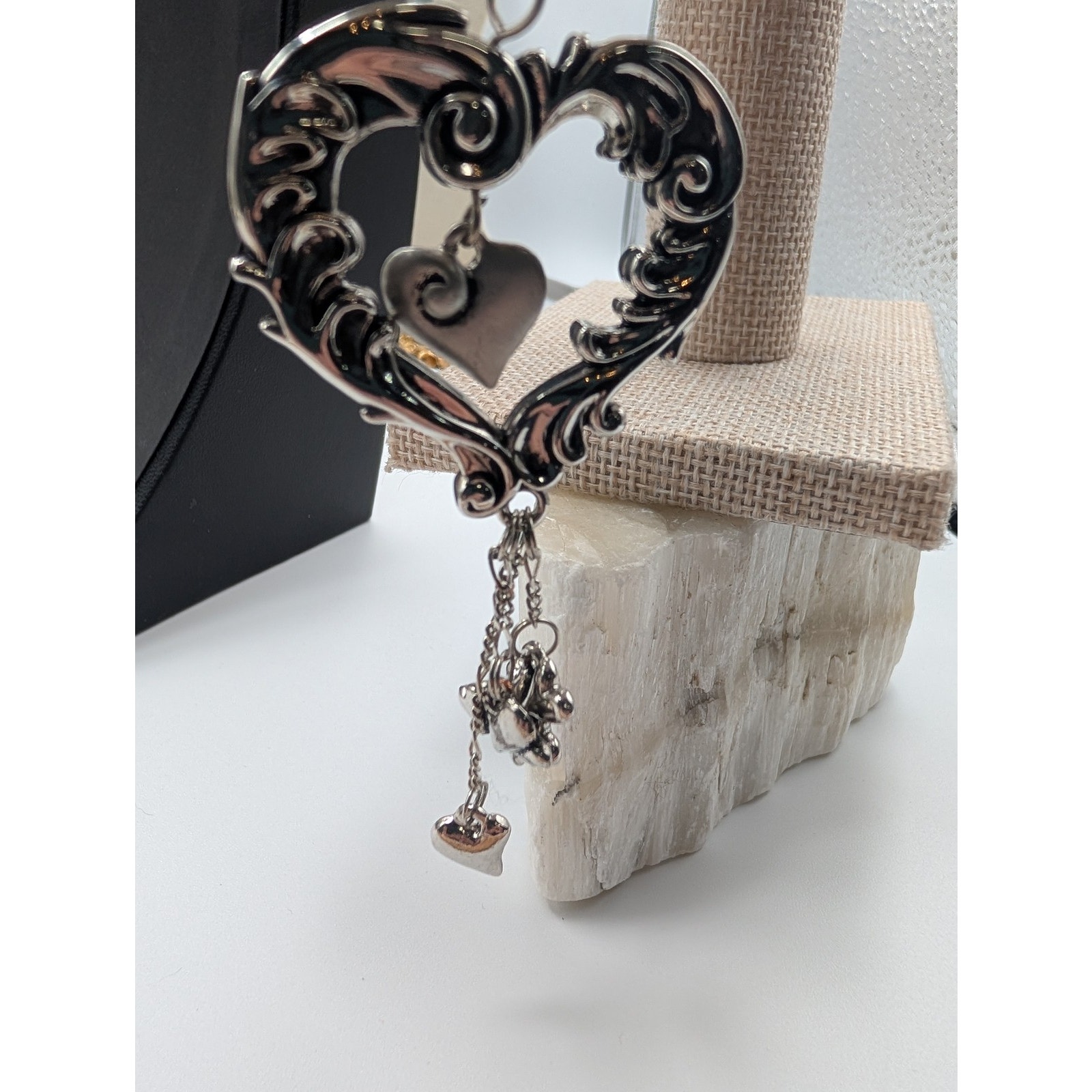 Ganz Heart Dangle Charm Bracelet Silver Tone Ball Chain Fashion Jewelry Eg0631